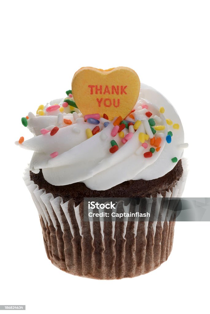 Danke-Cupcake - Lizenzfrei Thank You - englischer Satz Stock-Foto