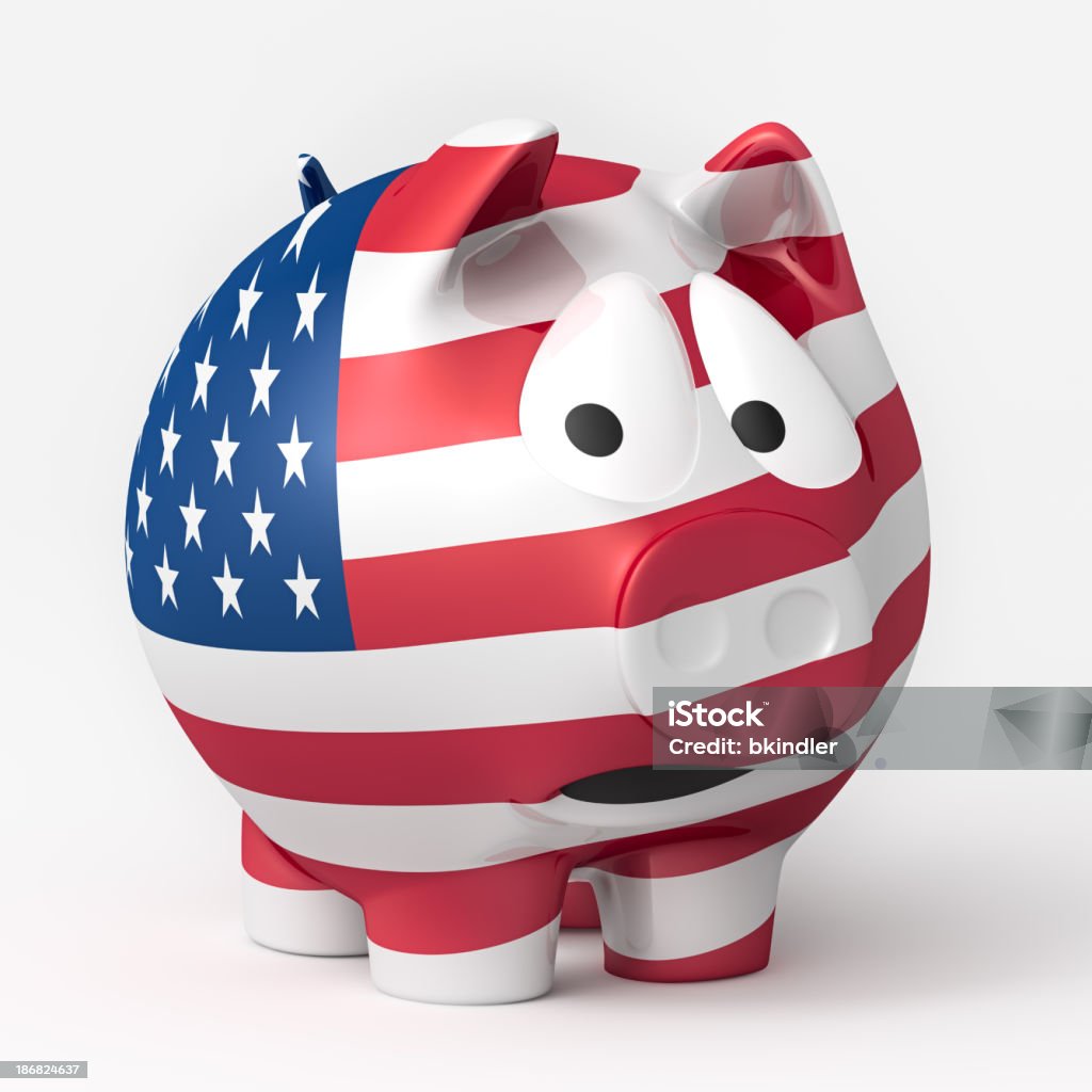 Medo nos American Piggy Bank - Foto de stock de Cofre de porquinho royalty-free