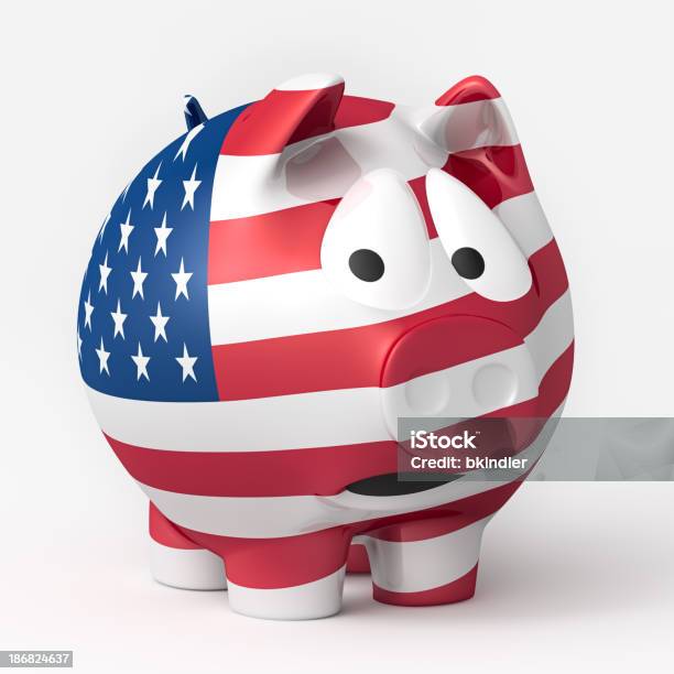 Foto de Medo Nos American Piggy Bank e mais fotos de stock de Cofre de porquinho - Cofre de porquinho, Surpresa, Bandeira