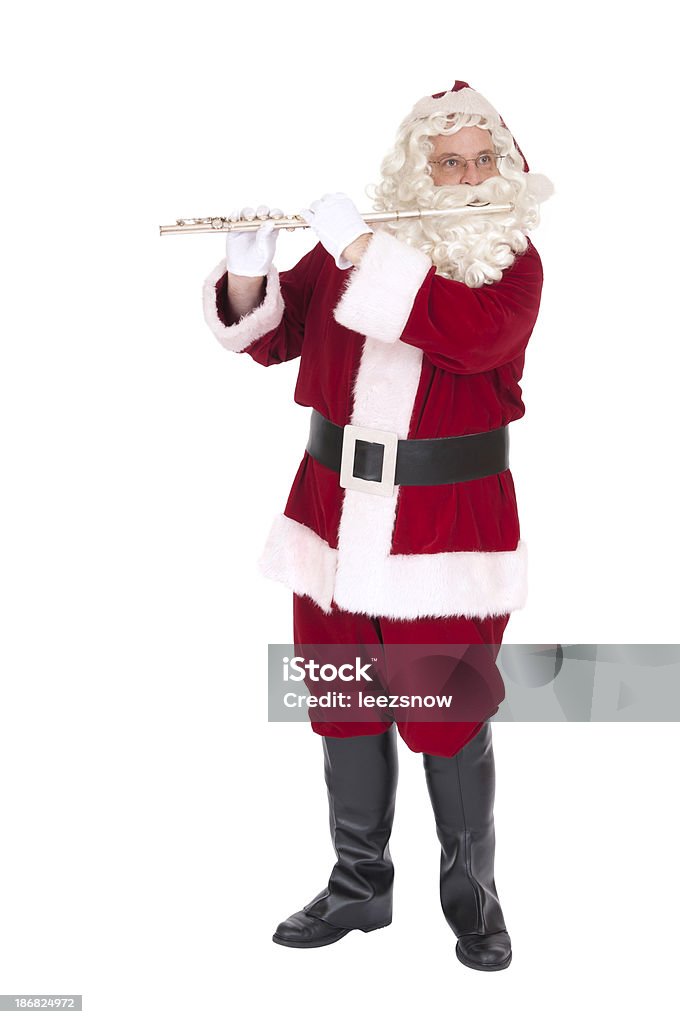 Santa Claus Playing The Flute - Music Series Santa Claus playing the flute. Isolated on white.Click below to see a lightbox of all my Santa images: Flute - Musical Instrument Stock Photo