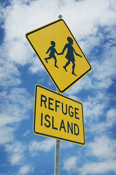 istock Refuge Island Sign 186825354