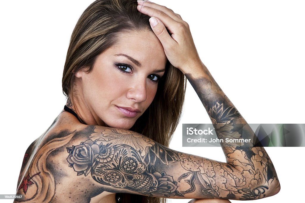 Linda mulher tattooed - Foto de stock de 20 Anos royalty-free