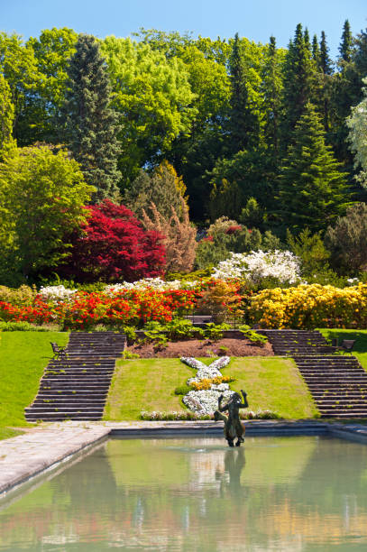 istock Colorful Garden and pond 186825753
