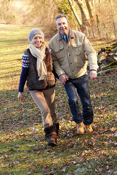 istock Portrait senior couple outdoors in winter 186826326