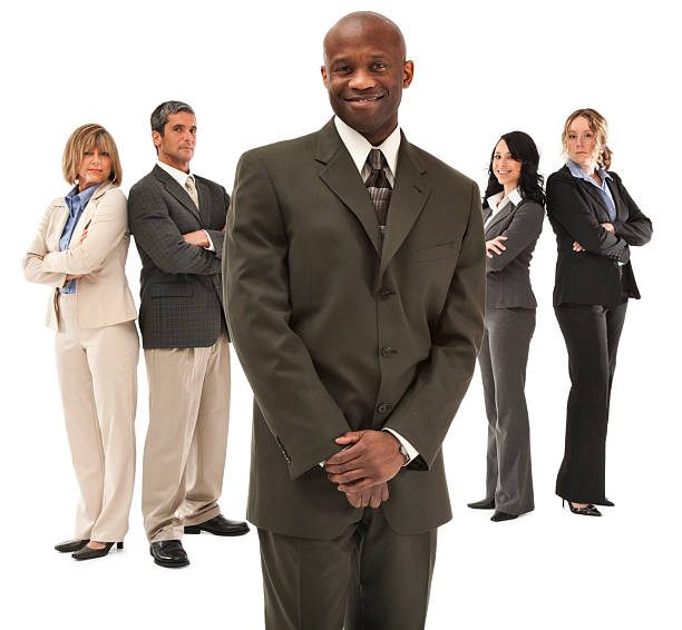 istock Confident Businessman and His Team 186826391