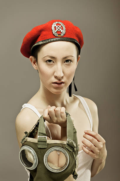 istock Asian girl with gas-mask 186826518