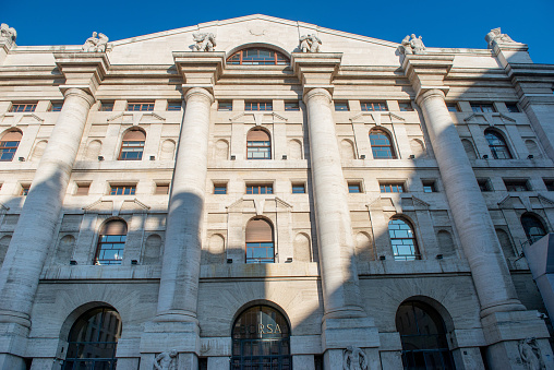 The historical building of Palazzo Mezzanotte.other views from Milan (Italy)