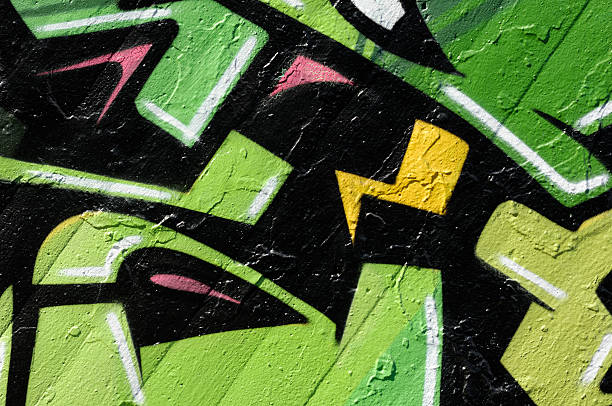 istock Part of a green black graffiti 186826735