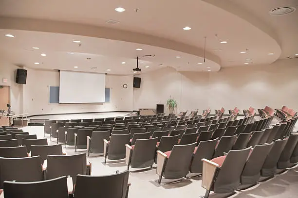 Theater seating in a college lecture hall.
