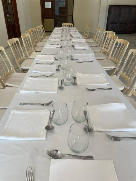istock Table set for a party or a wedding. elegant luxury table for dining in a restaurant. glasses and plates. 1868268565
