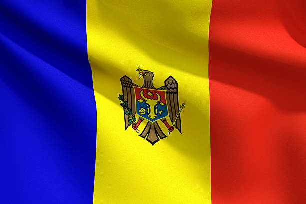モルドヴァ国旗のクローズアップ - モルドバ ストックフォトと画像