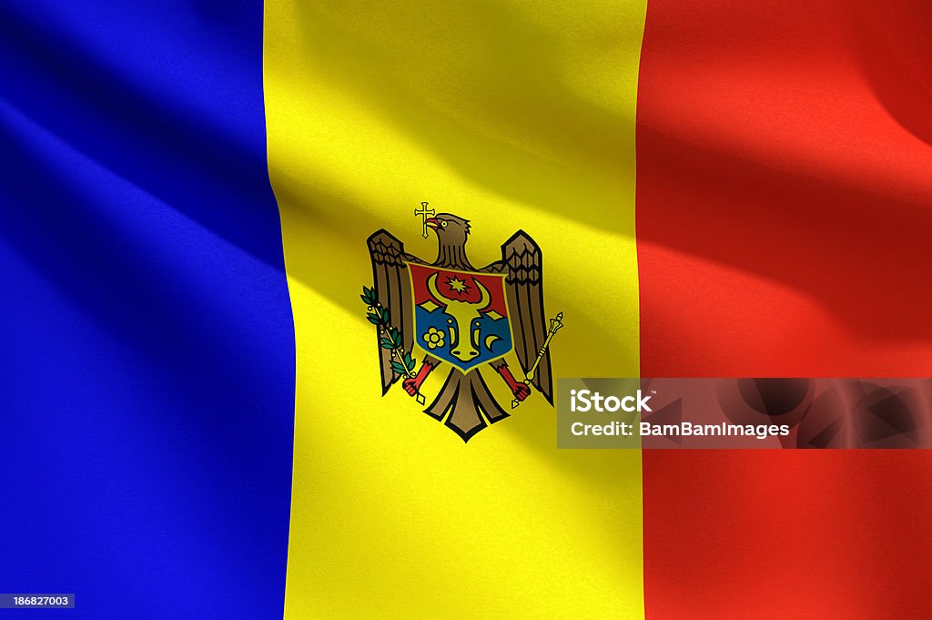 Close Up Flag - Moldova A close up view of the flag of Moldova. Fabric texture visible at 100%.Check out the other images in this series here... Moldova Stock Photo