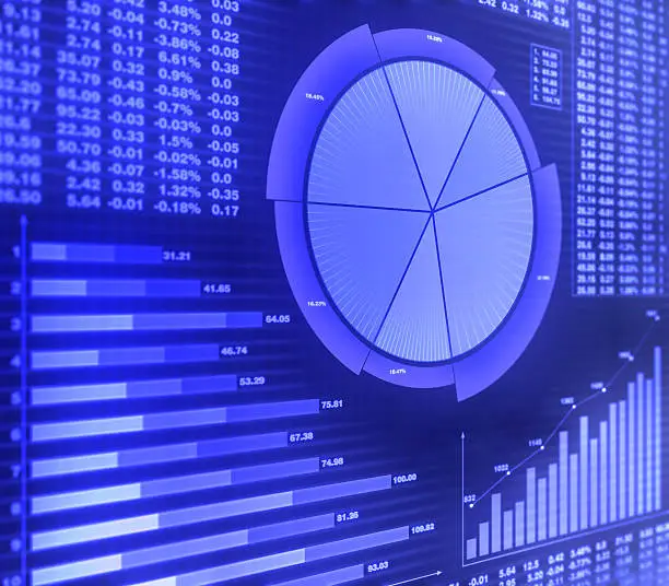 Photo of Graphs and financial charts in purple