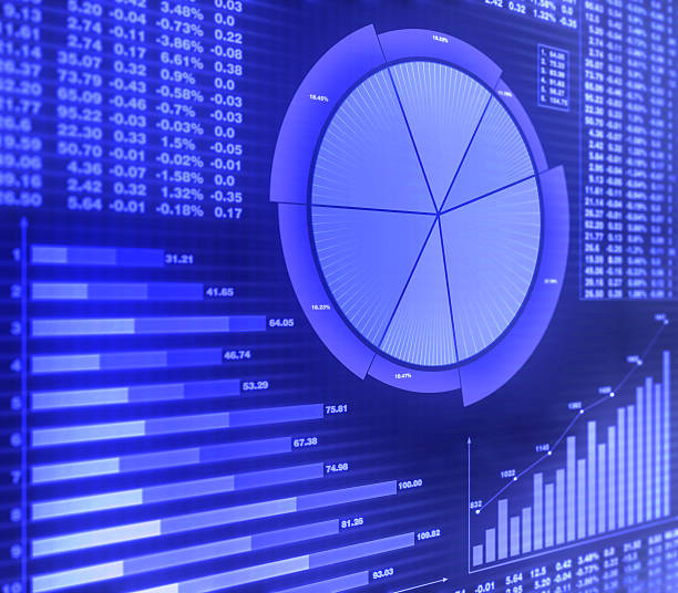 gráficos e gráficos financeiros em roxo - spreadsheet financial figures computer computer monitor imagens e fotografias de stock
