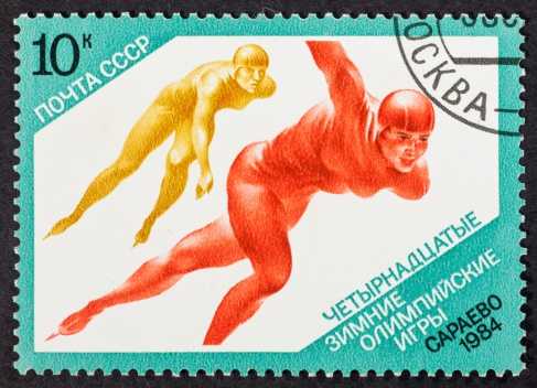 USSR postage stamp isolated on black