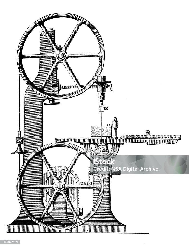 Máquina de procesamiento de madera antiguos ilustraciones de técnicas / - Ilustración de stock de Acero libre de derechos