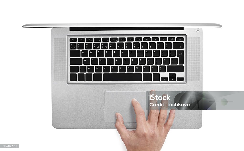 Using laptop Using laptop. Top view Computer Stock Photo