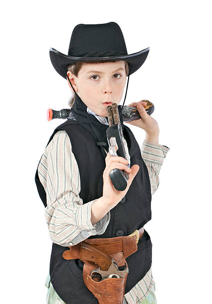 istock Boy as a cowboy with pistol 186827680