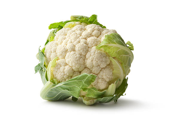 vegetales:  coliflor - cauliflower vegetable white isolated fotografías e imágenes de stock