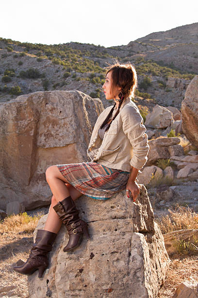 istock Pretty Native American Girl in Desert 186828799