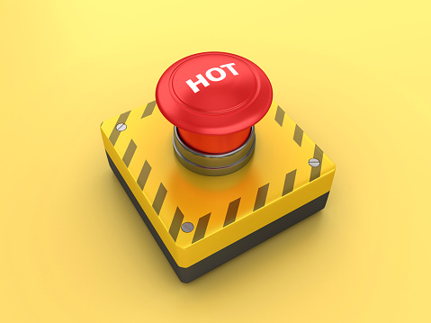 HOT Push Button - Color Background - 3D Rendering