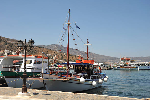istock Fishing boats in the harbour at Elounda, Crete 186829090