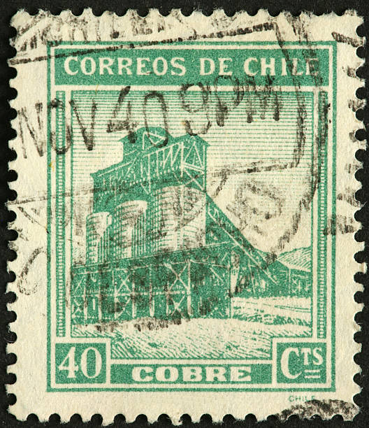 istock copper milling operations on an old Chilean stamp 186829527