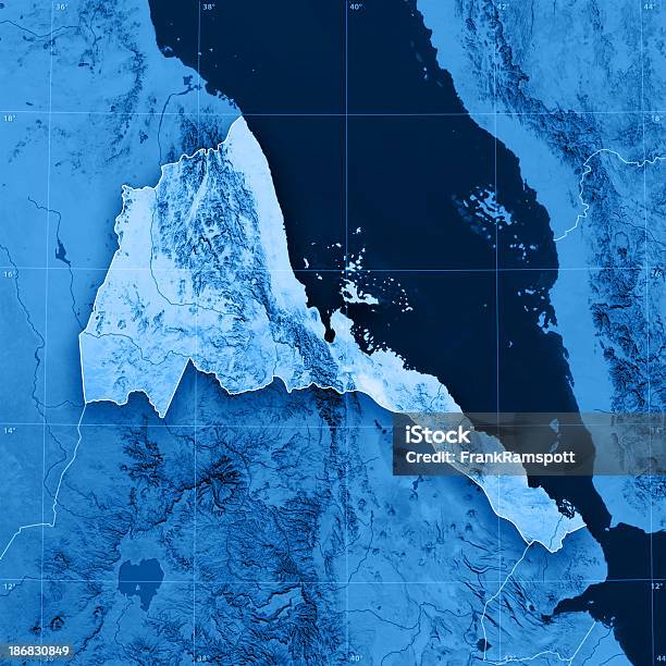Eritreia Topographic Mapa - Fotografias de stock e mais imagens de Mapa - Mapa, Mar Vermelho, Mapa topográfico