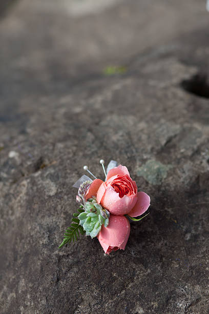 istock Pink ranunculus and succulent boutonniere 186831046