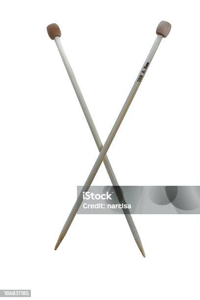 Two Bamboo Needles Stock Photo - Download Image Now - Knitting Needle, Cut Out, White Background