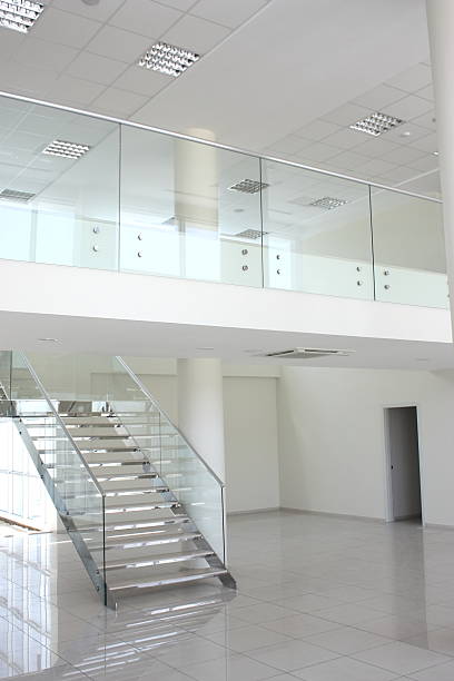 istock A staircase in an empty white modern architectural home 186831198