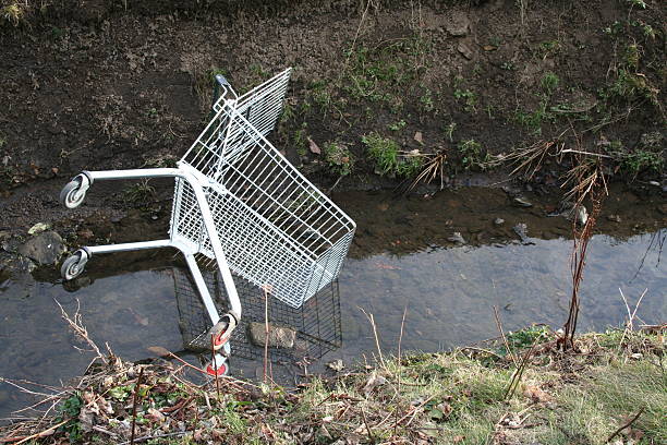 Abandon Shopping Cart next to Stream, High Wycome, England