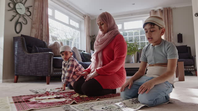 Muslim Mother and Kids in Prayer