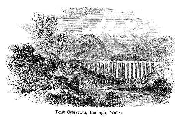 pontcysyllte акведук, denbigh, уэльс - dee river illustrations stock illustrations