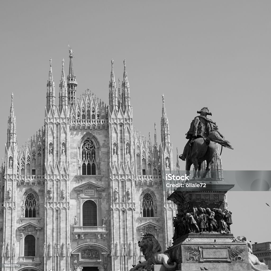 Duomo of Milan, Cathedral - Lombardia, Italy  Black And White Stock Photo