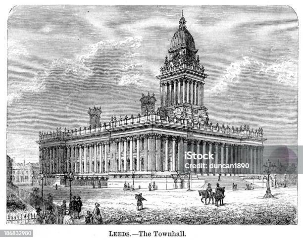 Ilustración de Leeds Town Hall y más Vectores Libres de Derechos de Leeds - Leeds, Antigualla, Arquitectura