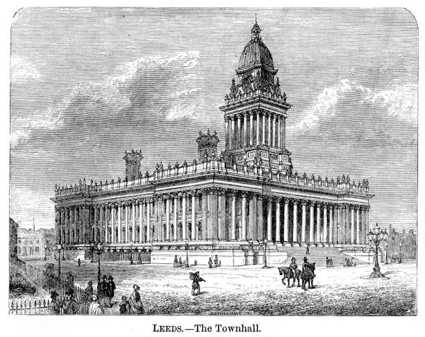 리즈 타운 홀 - leeds england town hall leeds town hall uk stock illustrations