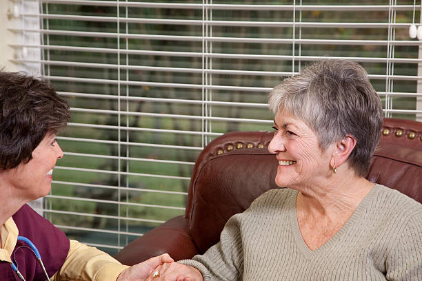 istock Senior woman receiving home therapy 186833072