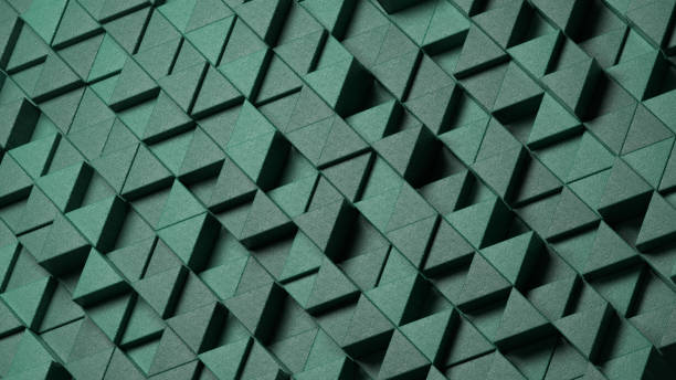 Abstract background with triangular shapes in a random arrangement of green color - 3D Illustration
