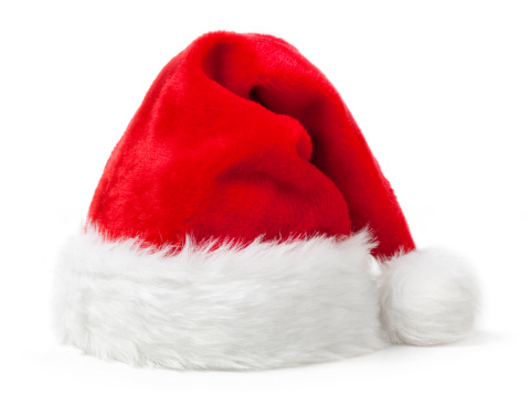 Santa Claus hat or christmas red cap isolated on white background with high quality clipping mask (alpha channel) for quick isolation. Easy to selection object.