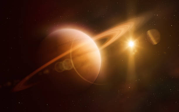 Suturn Saturn and sun in outer space ozone layer photos stock pictures, royalty-free photos & images
