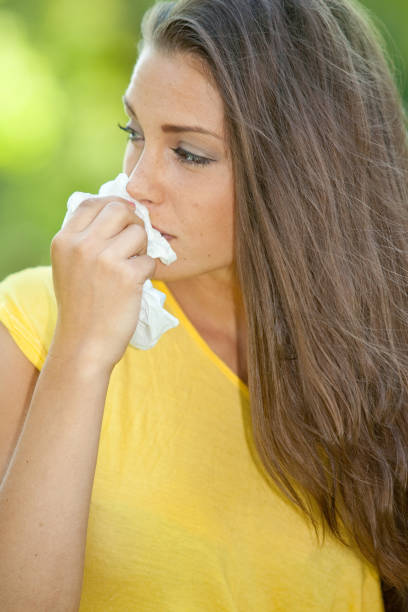 istock Sad woman with hankerchief. 186834878