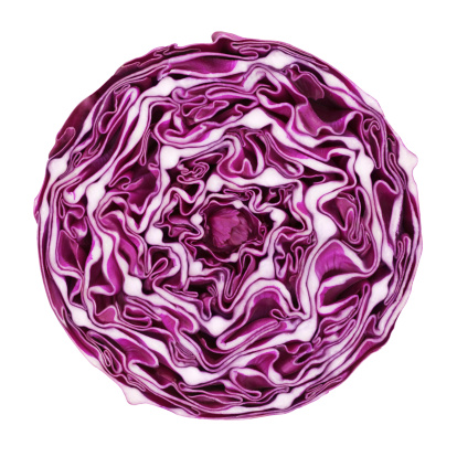 Red cabbage circle portion on white background. Clipping path included.Related pictures:
