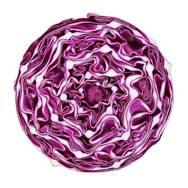 Photo of Red cabbage portion on white