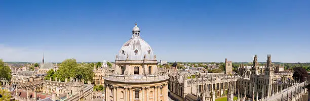 "The Radcliffe Camera library and All Souls College at Oxford University, England"
