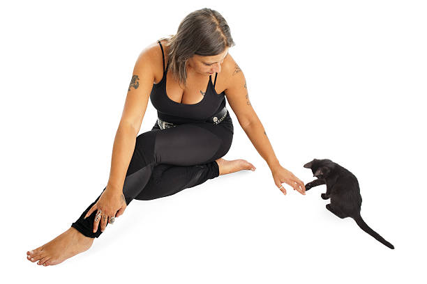 istock Woman is playing the cat 186836291