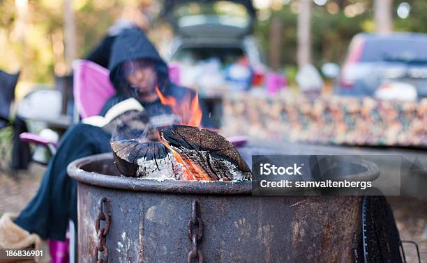 Photo libre de droit de Se Détendre Près Du Feu De Camp banque d'images et plus d'images libres de droit de Haut à capuche - Haut à capuche, Lire, Livre