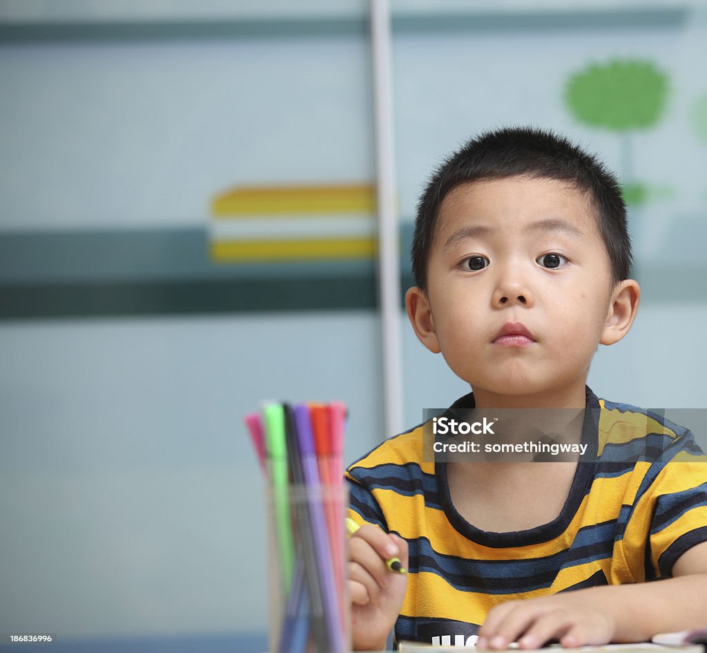 Menino lição de casa - Foto de stock de 4-5 Anos royalty-free