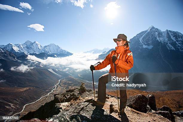 Kobieta Patrząc W Himalaje Zakres W Mount Everest Rodak Park - zdjęcia stockowe i więcej obrazów Azja