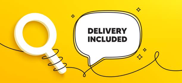 istock Delivery included tag. Free shipping sign. Continuous line chat banner. Vector 1868372670